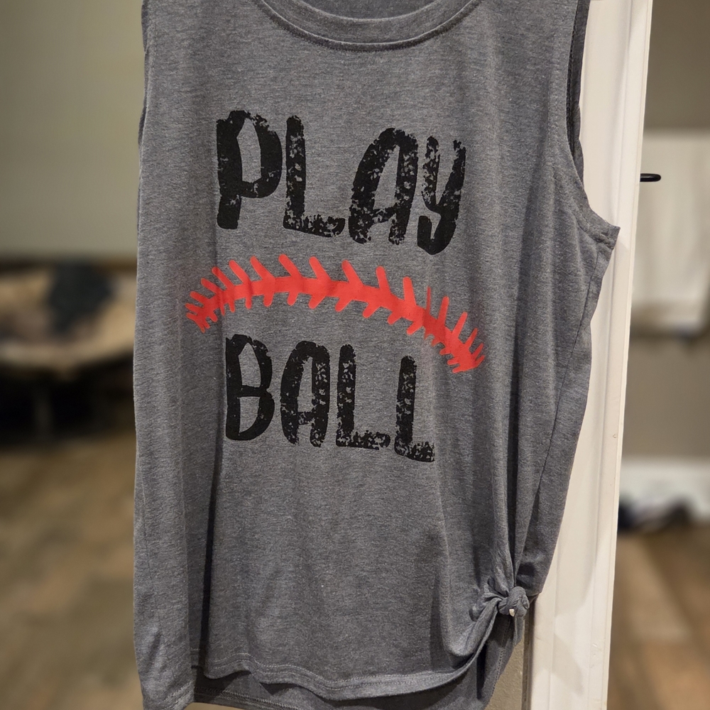 Gray 'Play Ball' Tank Top